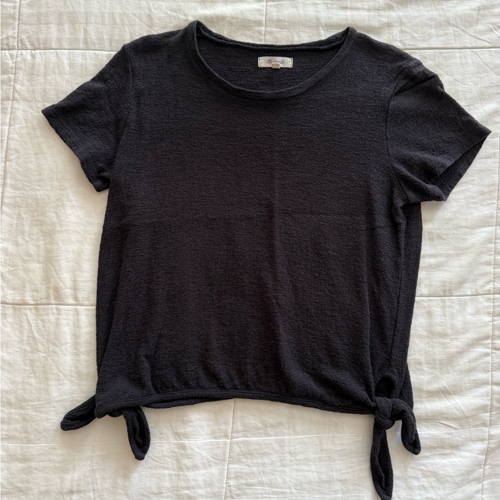 Madewell Black Short Sleeve Tie-Hem Tee